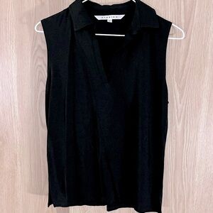 Studio M Black Sleeveless V-Neck Career Stretch Knit Top